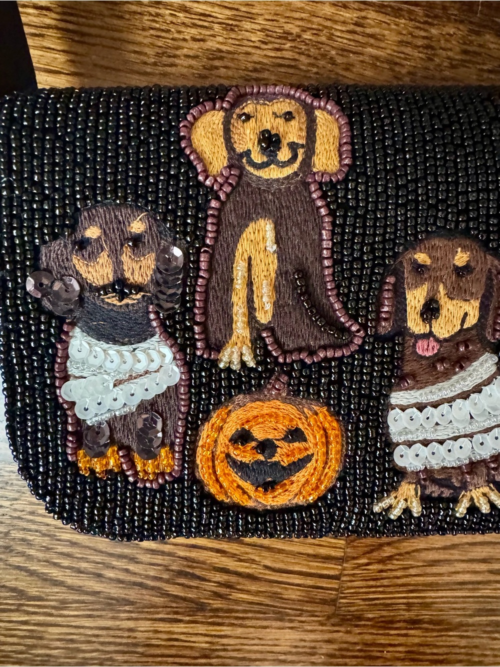 VIRAL Beaded Halloween Purse with Embroidered Dogs In Costumes - Picture 2 of 7